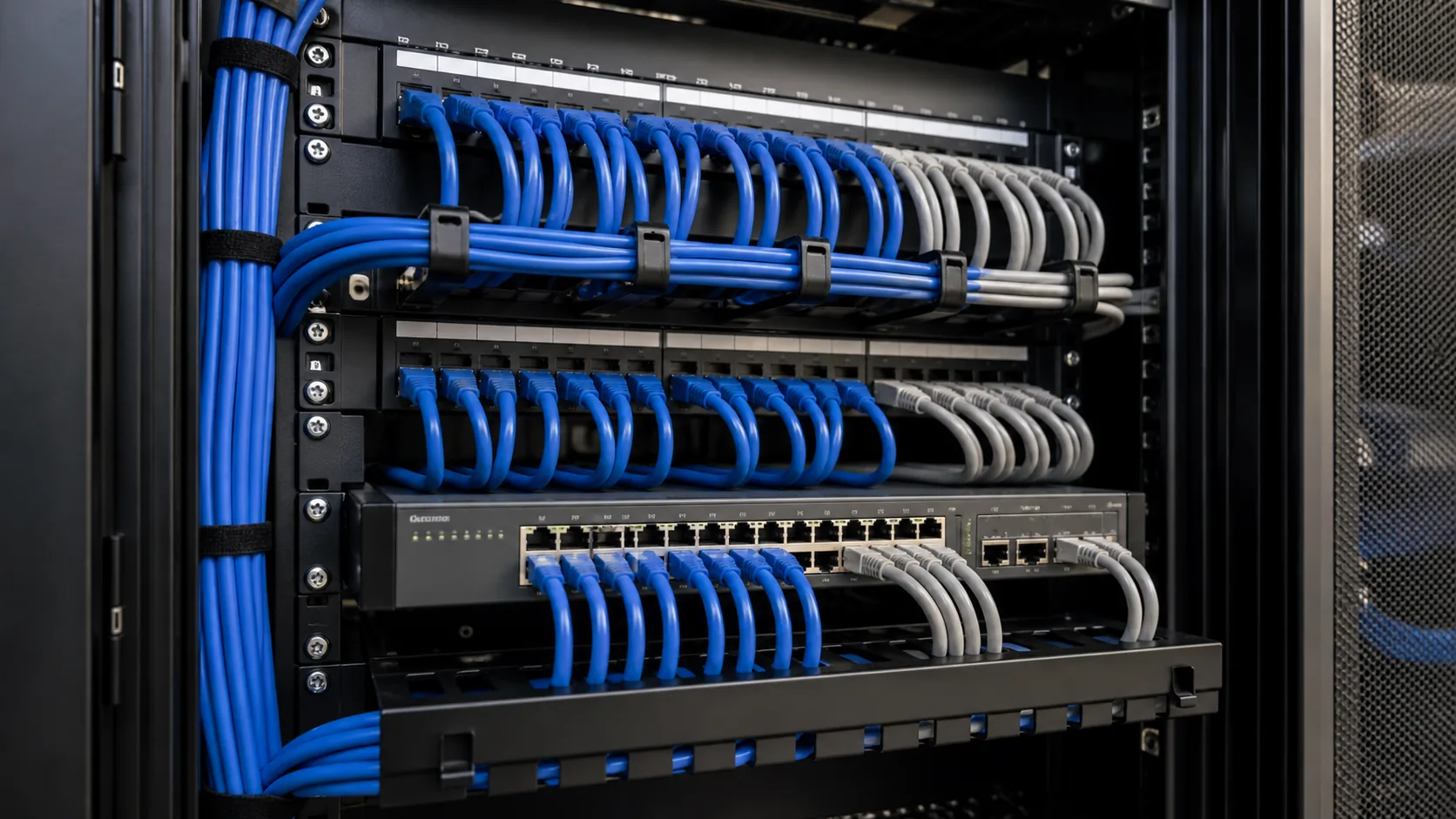 Structured network cabling and rack installation for a new office